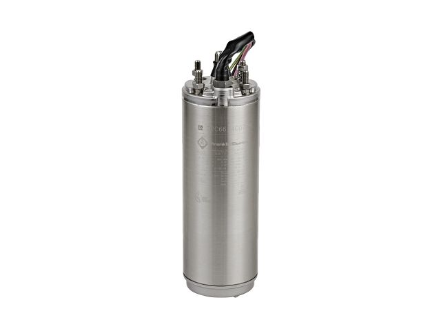 Stainless steel pump on a white background