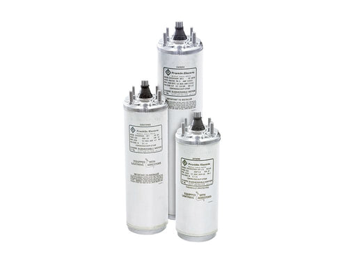 Three cylindrical electronic components on a white background